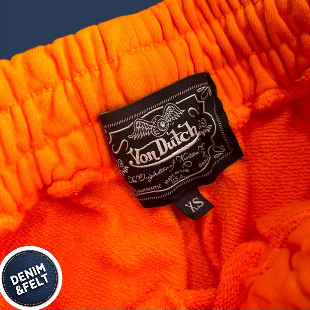NEW Von Dutch Unisex Orange/Navy Blue Embroidered Logo Jogger Sweatpants Lounge - Picture 5 of 8
